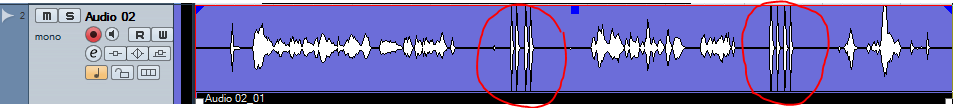 Audio Waveform showing a dog clicker used between passages